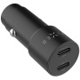 FIXED avtopolnilec z vrati 2x USB-C - 65W - črn