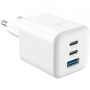 FIXED Mini GaN adapter za hitro polnjenje z vrati 2x USB-C / 2x USB-A - 65W - bel