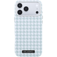 Karl Lagerfeld Houndstooth Resin Plate ovitek z MagSafe za iPhone 17 Pro Max - modro-bel