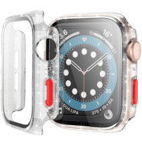 Zaščitno ohišje z bleščicami in kaljenim steklom za Apple Watch 42mm - srebro