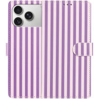 Preklopni Etui s črtami za iPhone 17 Pro / 18 Pro - vijolično-roza