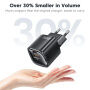Toocki TC2220 GaN mini adapter za hitro polnjenje s priključki USB-C / USB-A - 20W - črn