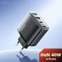 Toocki TC53402 GaN adapter za hitro polnjenje s priključki 2x USB-C / 2x USB-A - 40W - črn