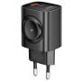 Toocki TCT20 polnilni adapter z vrati USB-C / USB-A in integriranim polnilnikom za Apple Watch - 20W - črn