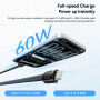 ESSAGER ES-X84 2v1 pleten polnilni in podatkovni kabel in pašček - USB-C na USB-C - 30 cm - črn