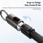 ESSAGER ES-X84 2v1 pleten polnilni in podatkovni kabel in pašček - USB-C na USB-C - 30 cm - črn