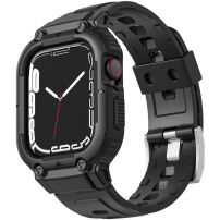 Odporen Armor etui s paščkom za Apple Watch 45mm / 44mm / 42mm - črna