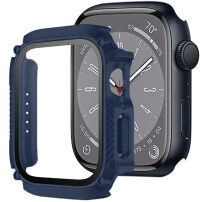 Odporen Armor etui s kaljenim steklom za Apple Watch 41mm - temno modra