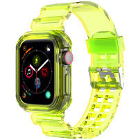 Odporno ohišje s prozornim paščkom za Apple Watch 42mm (Series 10 / 11) - neonsko rumeno