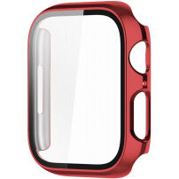 S kovino prevlečen zaščitni ovitek s kaljenim steklom Apple Watch 45mm - rdeče