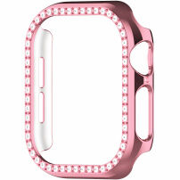 Metalni etui posut s kamenčki za Apple Watch 44mm - rožnat