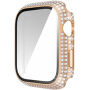Ovitek s kamenčki s kaljenim steklom za Apple Watch 45mm - roza-zlato