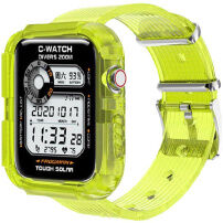 Etui s prozornim trakom za Apple Watch 45mm / 44mm / 42mm - neonsko rumena