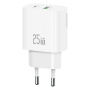 USAMS CC315 GaN adapter za hitro polnjenje z vrati USB-C / USB-A - 25W - bel