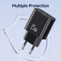 USAMS CC315 GaN adapter za hitro polnjenje z vrati USB-C / USB-A - 25W - bel