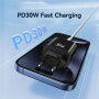 USAMS CC316 GaN adapter za hitro polnjenje z vrati USB-C / USB-A - 30W - bel