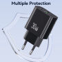 USAMS CC316 GaN adapter za hitro polnjenje z vrati USB-C / USB-A - 30W - bel