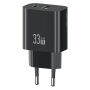 USAMS CC317 GaN adapter za hitro polnjenje z vrati USB-C / USB-A - 33W - črn