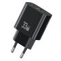 USAMS CC317 GaN adapter za hitro polnjenje z vrati USB-C / USB-A - 33W - črn