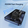 USAMS CC317 GaN adapter za hitro polnjenje z vrati USB-C / USB-A - 33W - črn