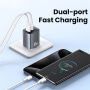 USAMS CC290 GaN adapter za hitro polnjenje z vrati USB-C / USB-A - 45W - siv