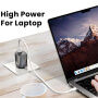 USAMS CC290 GaN adapter za hitro polnjenje z vrati USB-C / USB-A - 45W - siv