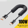 ESSAGER spiralni pleten polnilni in podatkovni Kabel - USB-A na USB-C - 1,8 m - črn