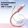 Toocki TQ-C108 polnilni in podatkovni kabel - USB-C na USB-C - 1 m - zeleno-roza