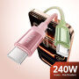 Toocki TQ-C108 polnilni in podatkovni kabel - USB-C na USB-C - 2 m - zeleno-roza