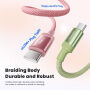 Toocki TQ-C108 polnilni in podatkovni kabel - USB-C na USB-C - 2 m - zeleno-roza