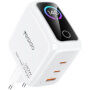 Yesido YC114 GaN adapter za hitro polnjenje z zaslonom in vrati 2x USB-C / USB-A - 140W - bel