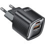 Toocki TC2220 GaN mini adapter za hitro polnjenje s priključki USB-C / USB-A - 20W - črn