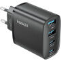 Toocki TC53402 GaN adapter za hitro polnjenje s priključki 2x USB-C / 2x USB-A - 40W - črn