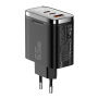 ESSAGER ES-CD64 GaN adapter za hitro polnjenje z zaslonom in priključki 2x USB-C / USB-A - 65W - črn