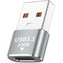 Avdio, polnilna in podatkovna redukcija - USB-C na USB-A - siva