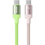 WEKOME WDC-C18 pleten polnilni in podatkovni kabel - USB-C na USB-C - 1,2 m - zeleno-rožnat