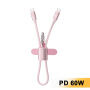 ESSAGER ES-X83 polnilni in podatkovni kabel in zanka - USB-C na USB-C - 30 cm - roza