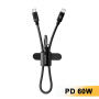 ESSAGER ES-X83 polnilni in podatkovni kabel in zanka - USB-C na USB-C - 30 cm - črn