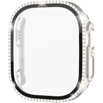 xDfind etui okrašen s kamenčki s kaljenim steklom za Apple Watch Ultra 49mm - starlight