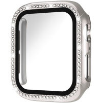 xDfind etui okrašen s kamenčki s kaljenim steklom za Apple Watch 46mm - starlight