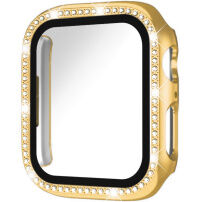 xDfind etui okrašen s kamenčki s kaljenim steklom za Apple Watch 45mm - zlat