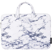 Torba z vzorcem marmorja za MacBook do 16" - bela