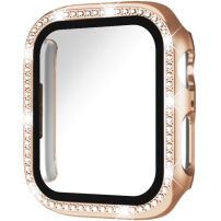 xDfind etui okrašen s kamenčki s kaljenim steklom za Apple Watch 41mm - rožnato zlat