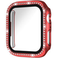 xDfind etui posut s kamenčki s kaljenim steklom za Apple Watch 41mm - rdeč