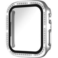 xDfind etui posut s kamenčki s kaljenim steklom za Apple Watch 40mm - srebrn