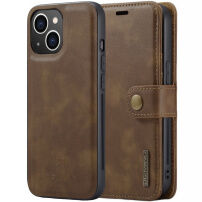 DG.MING 2v1 snemljiv flip etui za iPhone 14 - rjava