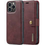 DG.MING 2v1 snemljiv flip etui za iPhone 14 Pro - bordo