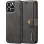 DG.MING 2v1 snemljiv flip etui za iPhone 14 Pro Max - temno rjavo