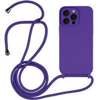 Silikonski ovitek z vrvico za iPhone 16 Pro Max - vijoličen