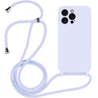 Silikonski ovitek z vrvico za iPhone 16 Pro Max - svetlo vijoličen